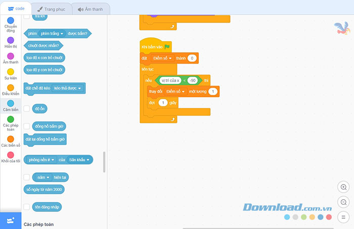 Giao diện lập trình Scratch