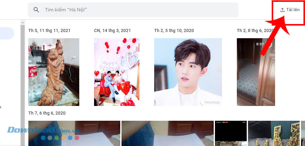 Nhấn vào mục Tải lên