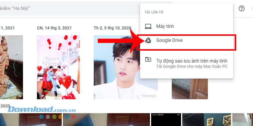 Chọn mục Google Drive