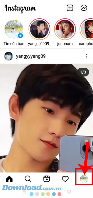 Nhấn vào biểu tượng tài khoản