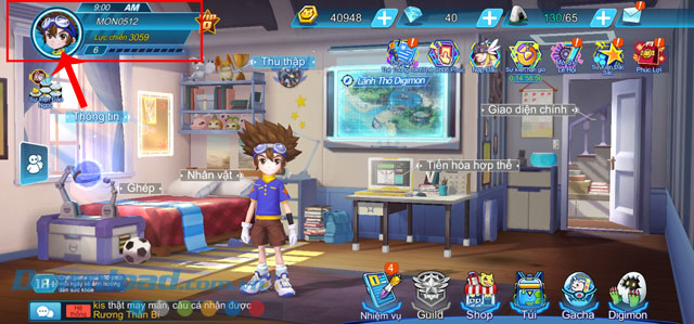 Nhấn vào ảnh đại diện