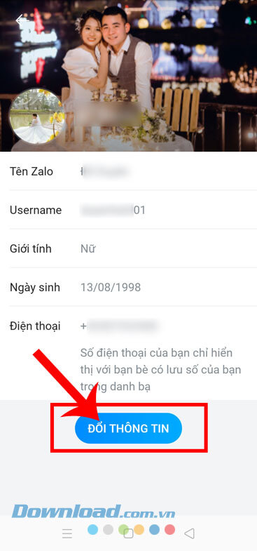 Ấn vào nút Cập nhật thông tin