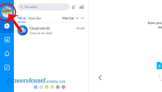 Nhấn vào biểu tượng tài khoản