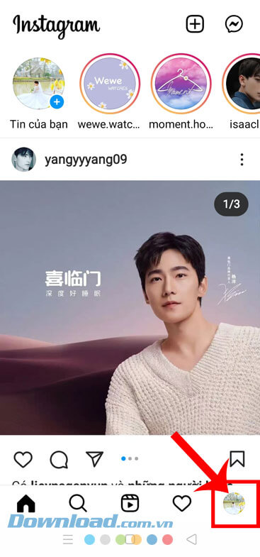 Ấn vào biểu tượng tài khoản