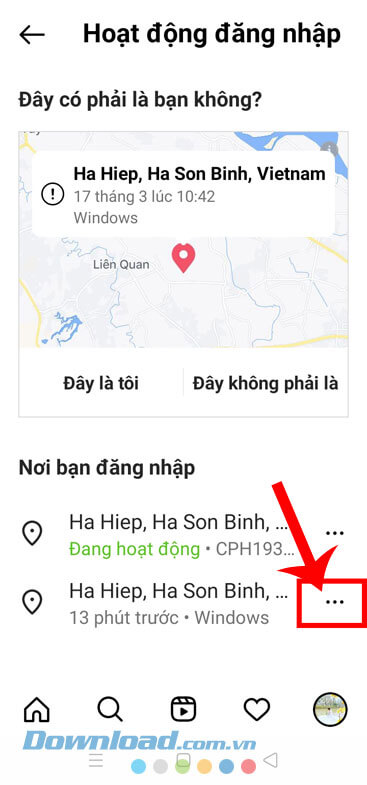 Nhấn vào biểu tượng dấu ba chấm