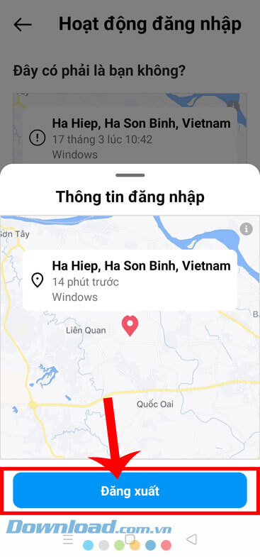 Chạm vào nút Đăng xuất