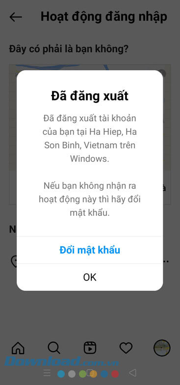 Đã đăng xuất tài khoản từ xa