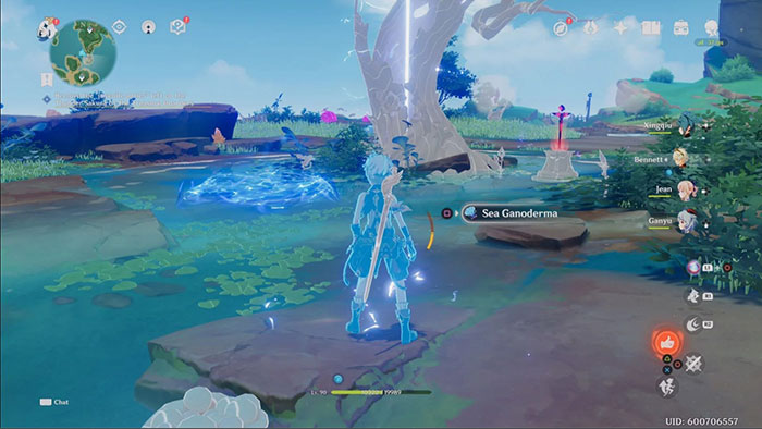 Sử dụng Elemental Sight để xác định các nguồn sét xung quanh cây Thunder Sakura