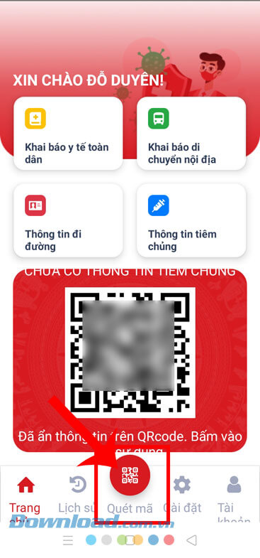 Nhấn vào mục Quét mã