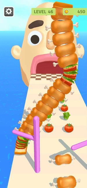 Thu thập nguyên liệu và tạo ra chiếc bánh mì kẹp khổng lồ trong game Sandwich Runner 