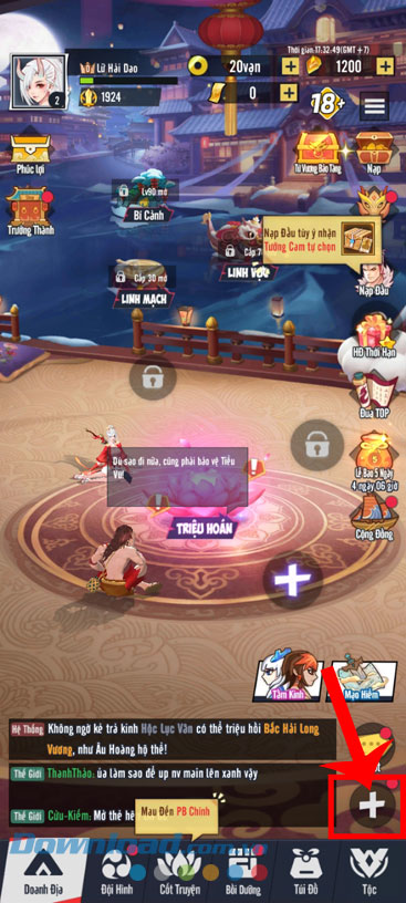 Nhấn vào biểu tượng dấu "+"