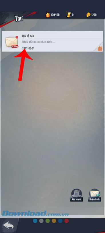 Ấn vào mục Quà lễ bao