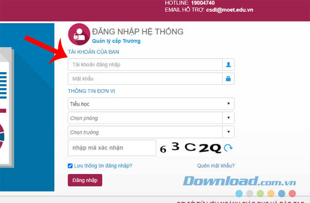 Đăng nhập tài khoản GVCN