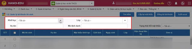 Tìm kiếm thông tin học sinh