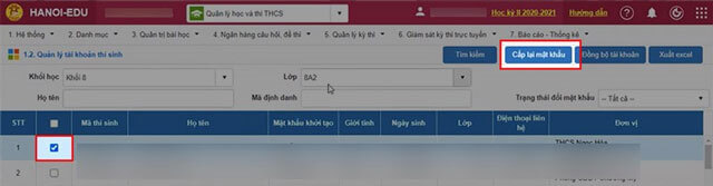 Ấn vào mút Cấp lại mật khẩu