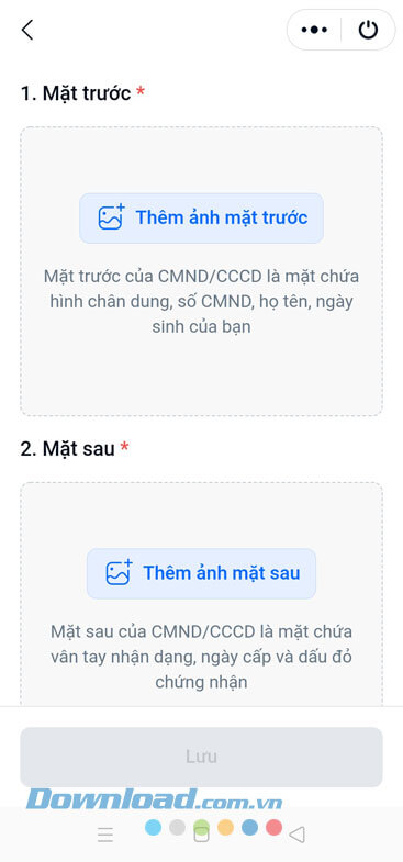 Chụp ảnh mặt trước, sau CMND/CCCD