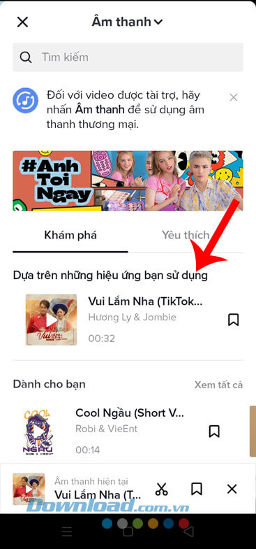 Tìm kiếm và chọn nhạc nền