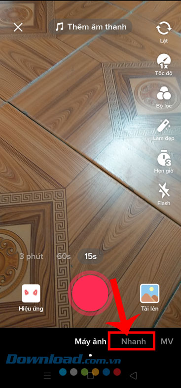 Nhấn vào mục Nhanh