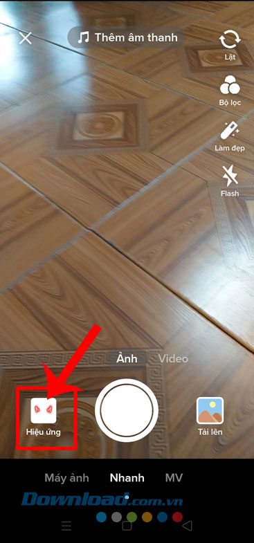 Chạm vào mục Hiệu ứng