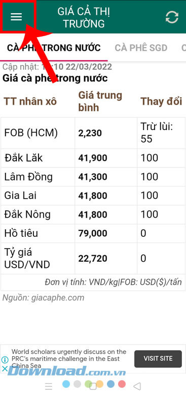 Ấn vào biểu tượng ba dấu gạch ngang