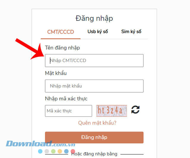 Đăng nhập tài khoản Dịch vụ công Quốc Gia