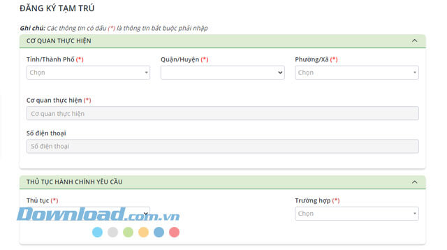 Điền đầy đủ thông tin cần thiết
