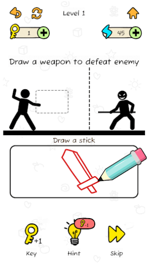 Vẽ vũ khí cho stickman của bạn trong game Draw 2 Beat 