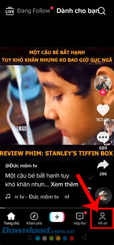 Ấn vào biểu tượng tài khoản