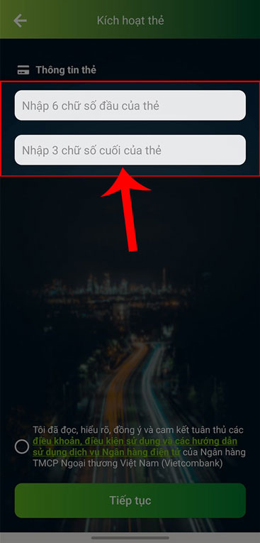 Nhập 6 số đầu và 3 số cuối