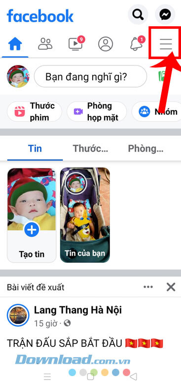 Chạm vào biểu tượng ba dấu gạch ngang