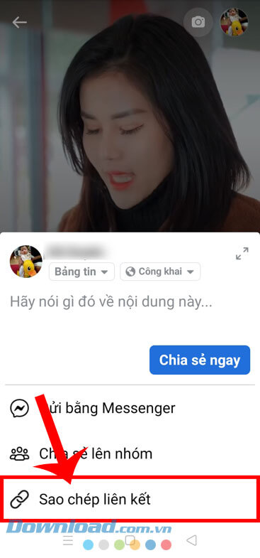 Nhấn vào mục Shao chép liên kết