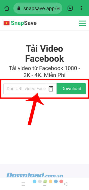 Paste link video đã sao chép