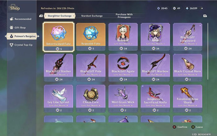 Cửa hàng của Paimon có các nhân vật 4 sao