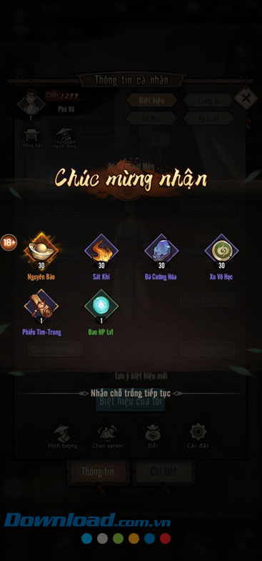 Phần thưởng nhận được