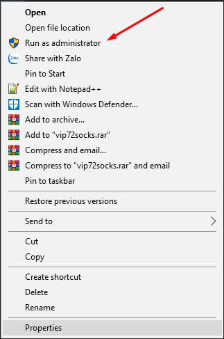 Chạy HTKK bằng chế độ Admin