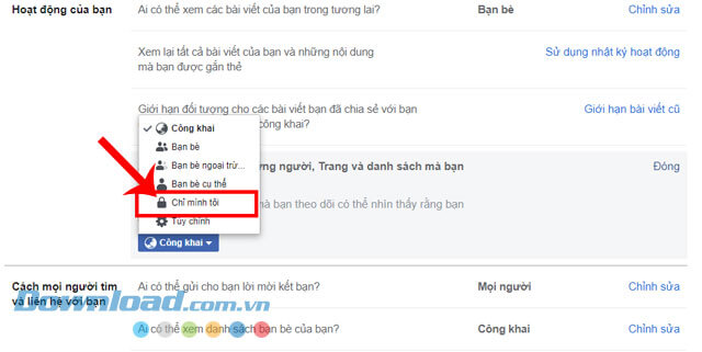 Chọn mục Chỉ mình tôi