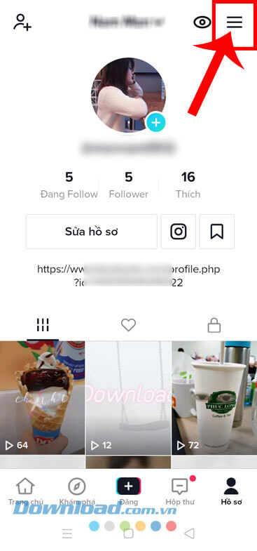 Ấn vào biểu tượng dấu ba chấm