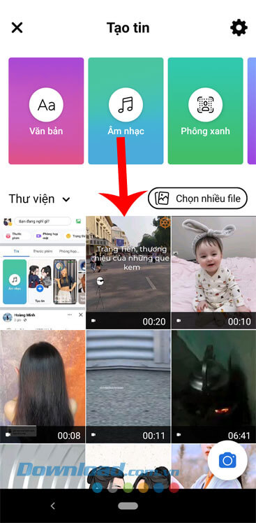 Chọn hình ảnh, video bất kỳ
