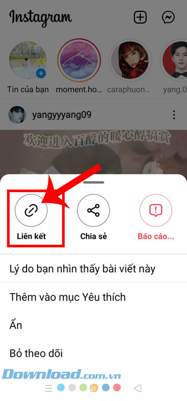 Ấn vào mục Liên kết