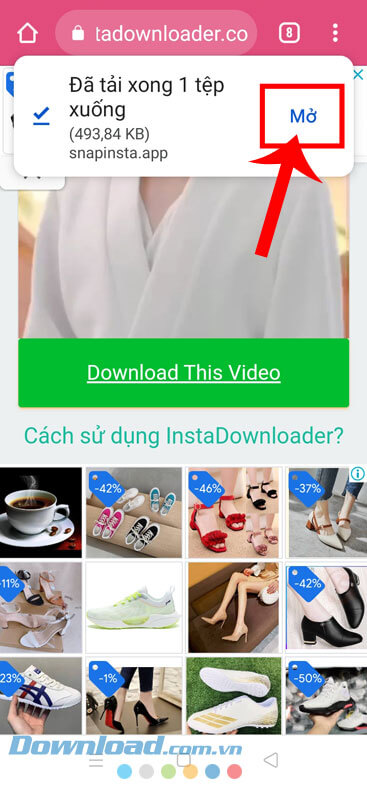 Nhấn vào nút Mở