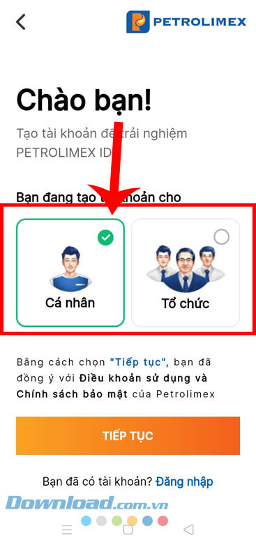 Chọn mục Cá nhân