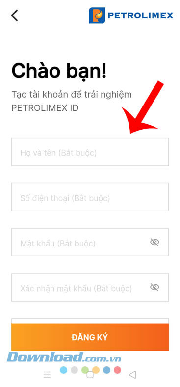 Nhập thông tin cá nhân