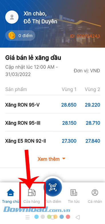 Nhấn vào mục Cửa hàng
