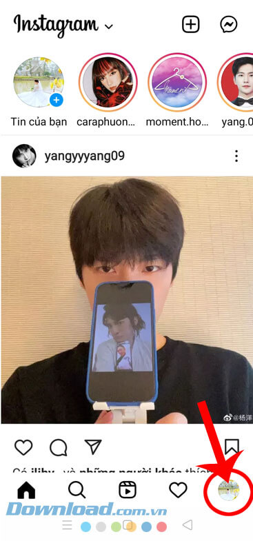 Ấn vào biểu tượng tài khoản