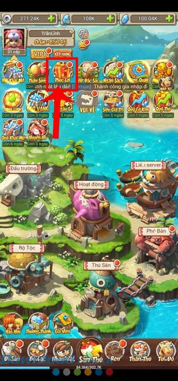 Chạm vào mục Phúc lợi