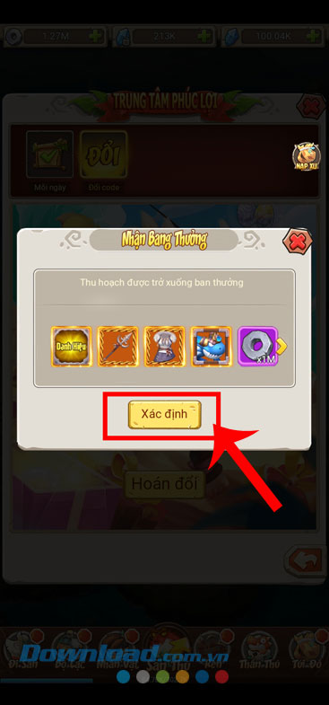 Ấn vào nút Xác định