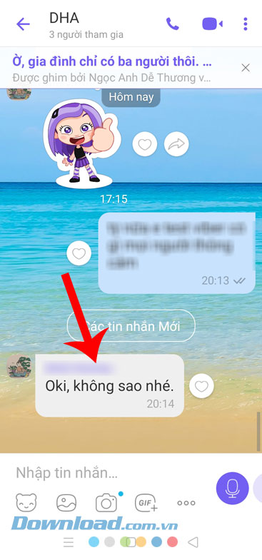 Chạm và giữ vào tin nhắn