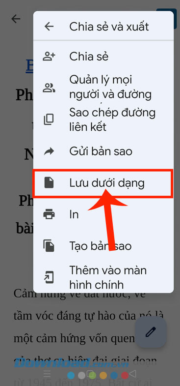 Chạm vào nút Lưu dưới dạng