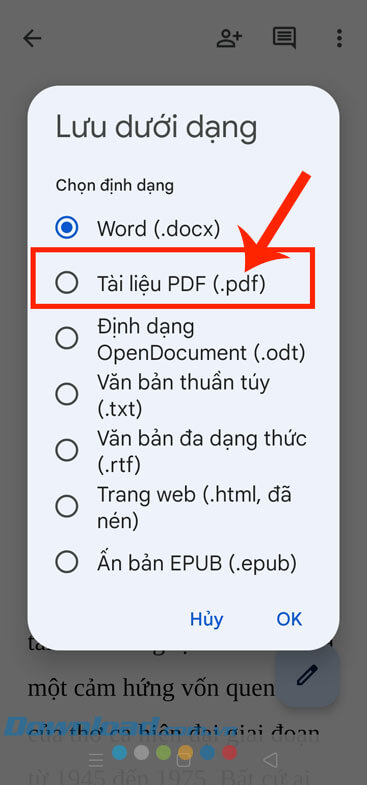 Chọn mục Tài liệu PDF