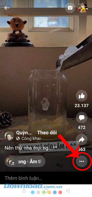 Ấn vào biểu tượng dấu ba chấm